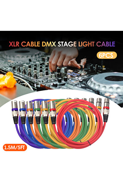 Choice 6pcs 1.5M/5ft XLR Cable DMX Stage Light Cable 3Pin XLR Male to Female for Moving Head Light Spotl...
