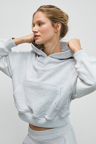 GRIMELANGE Tansy Women's Sleeves Are Made from the Reverse of the Fabric Hooded Relaxed Fit Grimelange Sweatshirt