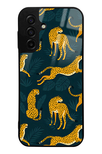Spoyi Leaf Leopard Design Glossy Phone Case Compatible with Samsung A17