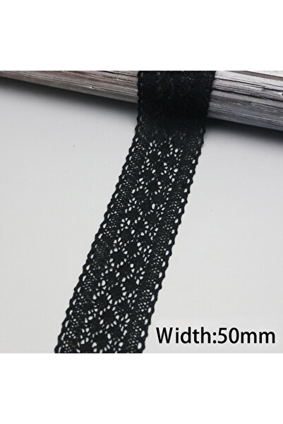 Choice شريط من قماش الدانتيل الحريري الشبكي مقاس 50 مم أسود كبير (5 أمتار/مجم...