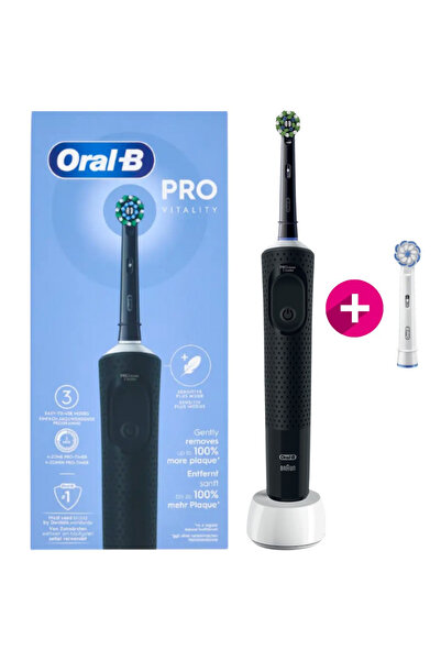 Oral-B Periuță de dinți electrică Vitality Pro, curățare 2D, 3 programe, 1 încărcător, 2 rezerve, neagră