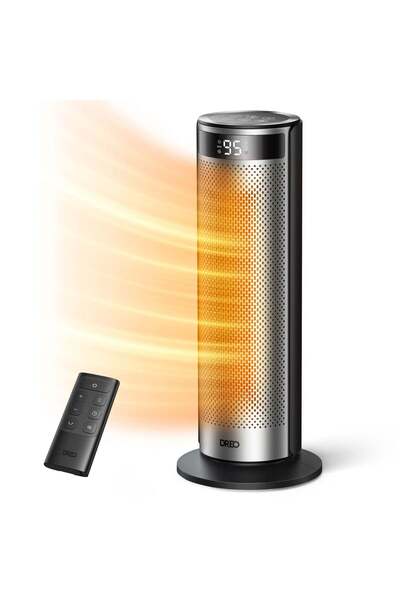 Dreo Aerotermă Solaris SH628,2000W, ceramică, termostat, timer 12h, silențioasă, negru&argintiu