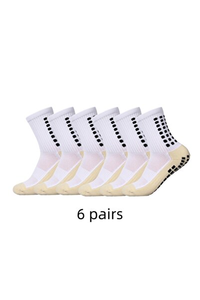 Choice jingdian-6 bai 6 أزواج من الجوارب الرياضية الكلاسيكية المضادة للانزلاق مع نقاط لاصقة، جوارب كرة القدم