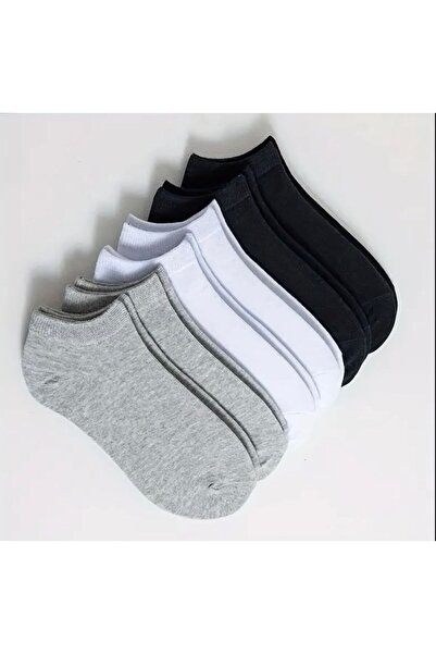 Vast Pack of 6 Stitch-Free Combed Cotton Women's Men's Booties Socks (2 Pairs White, 2 Pairs Black, 2 Pairs Gray)