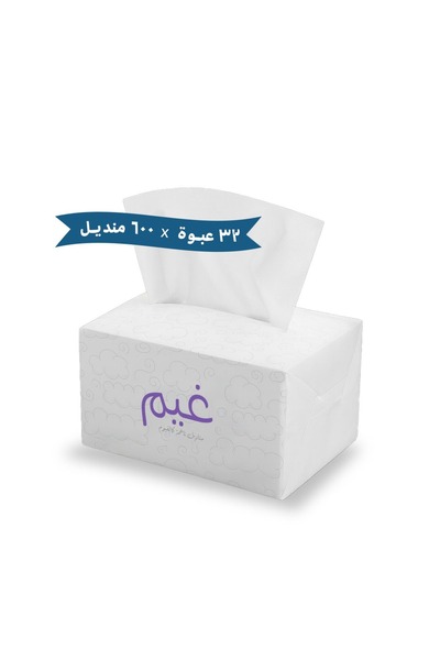 Gheem Ghem Soft Tissues 3-Ply 600 Tissues x 32 Packs (19,200 Tissues)