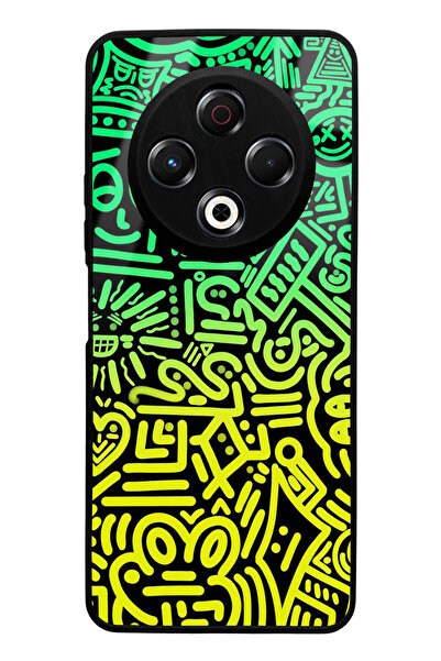 Spoyi Tecno Spark 30 Compatible Neon Geometric Design Glossy Phone Case