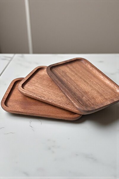 OK Wood 6-Piece Solid Wood Rectangular Plate – Luxurious Presentation Plate for Serving Food and Drinks and Decoration 13X19 cm