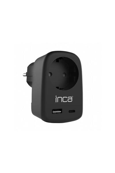 Inca IPW-42SY 1Port 12W USB+Type-C Akım Korumalı Duvar Priz - Siyah