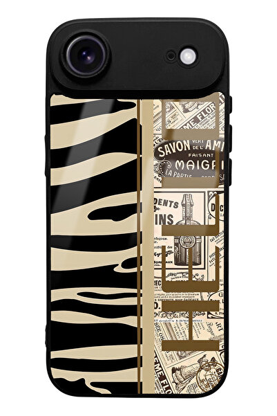 Spoyi iPhone 17 Air Compatible Zebra Newspaper Design Glossy Phone Case