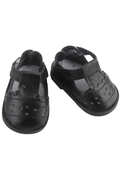 Choice أحذية دمية جلدية صغيرة سوداء مقاس 5.5 سم لدمية أمريكية BJD مقاس 1/6 مق...