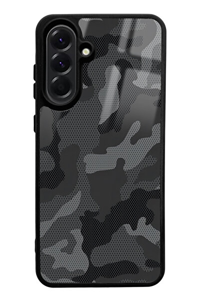 Spoyi Samsung A56 Black Camouflage Design Glossy Phone Case