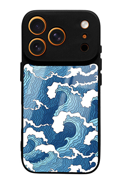 Spoyi iPhone 17 Pro Blue Wave Design Glossy Phone Case Compatible