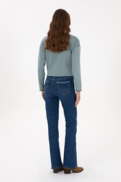 U.S. Polo Assn. Kadın Mavi Slim Flare Fit Jean Pantolon 50316550-DN0022