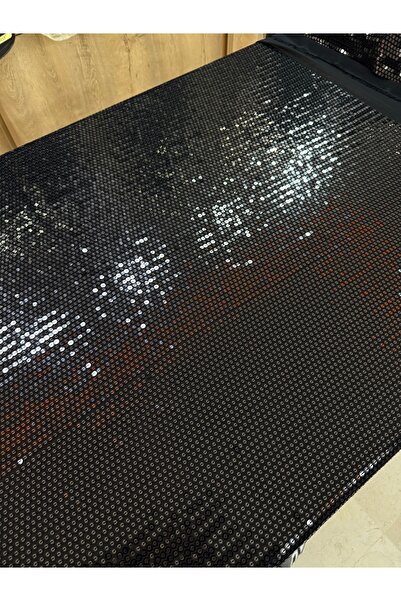 METERİAL Black Shiny Sequin Fabric 135 cm – Sparkling Fabric for Evening Dresses and Gowns, Stretchy Sequined
