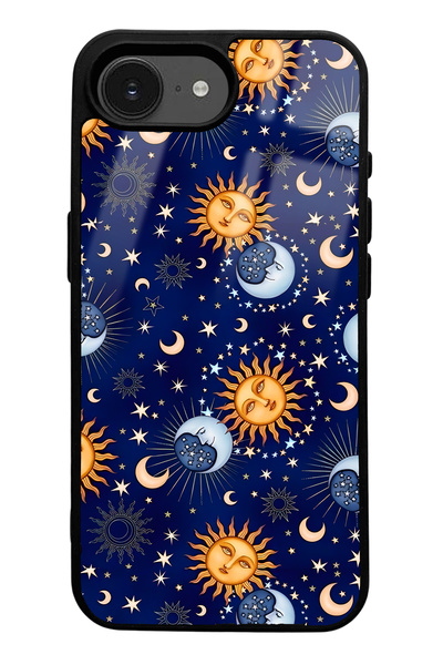 Spoyi iPhone 16E Moon Sun Pajama Design Glossy Phone Case Compatible