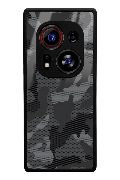 Spoyi Tecno Phantom X2 Pro Compatible Black Camouflage Design Glossy Phone Case