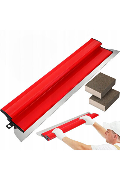 zola Trowel and 2 abrasive sponges set, 60 cm, interchangeable blade, 0.3 mm, stainless steel, red