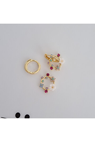 Norevia Çiçekli Halkalı Küpe