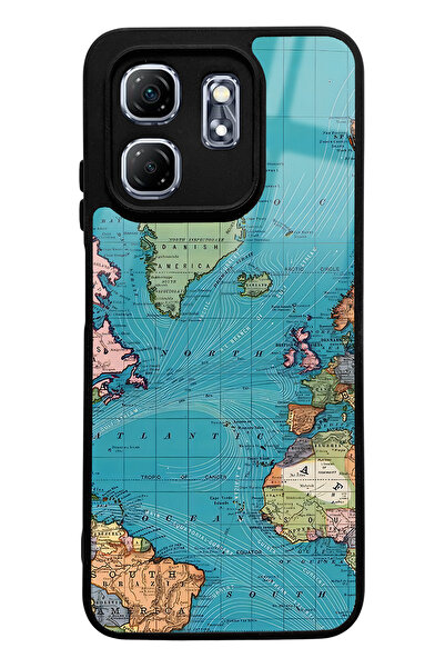 Spoyi Infinix Hot 50I Compatible Atlantic Map Design Glossy Phone Case