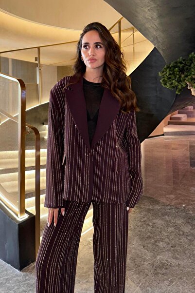 Nazliye Mürdüm Taşlı Premium Blazer Ceket