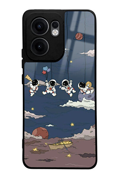 Spoyi Reno 13F Compatible Glossy Phone Case with Astronaut Design and Swing Bracket