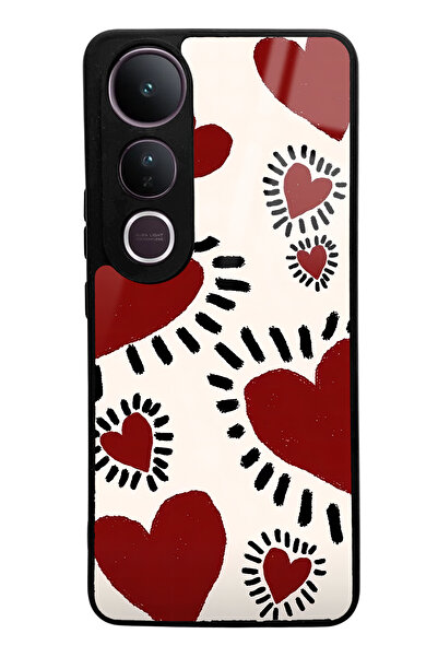 Spoyi Vivo V50 Lite Brush Heart Design Glossy Phone Case Compatible