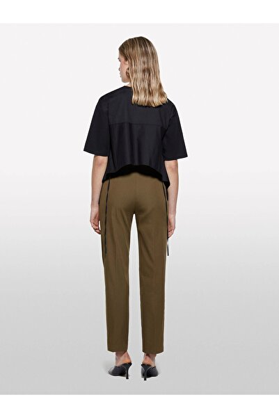 Sisley Women's Cotton Blend Side Tie High Waist Cigarette Pants 325P4Si0Lf074-Sis1C2