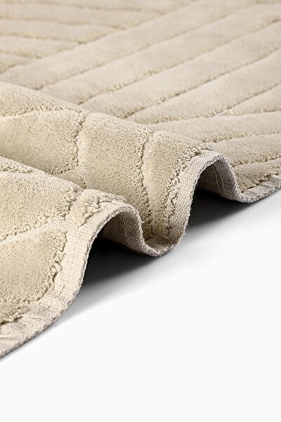 Bluenity Way Natural Cotton 2-Piece Bath Mat Set 50X60+60X100 Beige