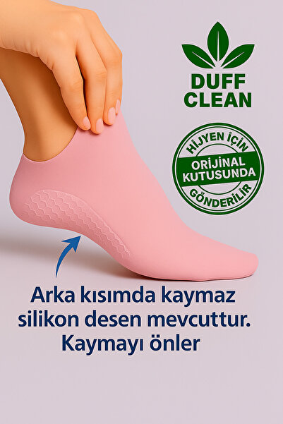 DUFF CLEAN 1 ÇİFT Silikon Ayak Bakım Çorabı Nemlendirici Arka Silikon Kaydırm...