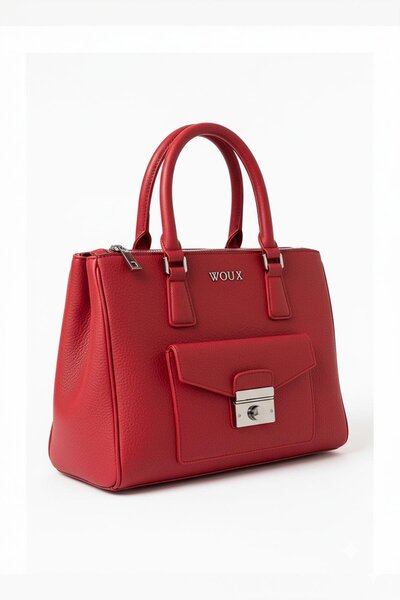 Deriderim Classic Genuine Leather Red Hand Shoulder Bag