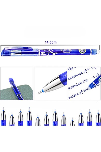 zola Set 12 pixuri scrie-sterge si 20 rezerve, grosime de scriere 0.5 mm, albastru
