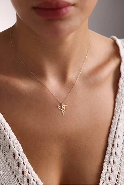 Giza Jewelry 14 Ayar Altın Minimal Kuş Kolye
