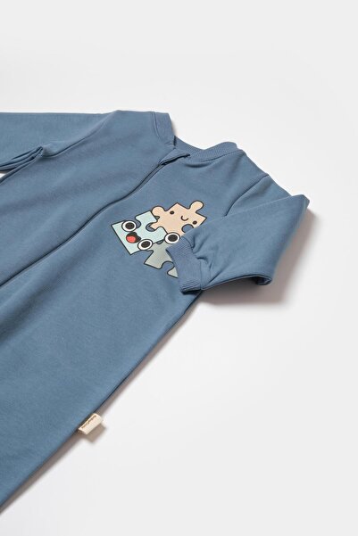 BabyCosy Baby Boy Footless Zippered Jumpsuit 3-24 Months Blue