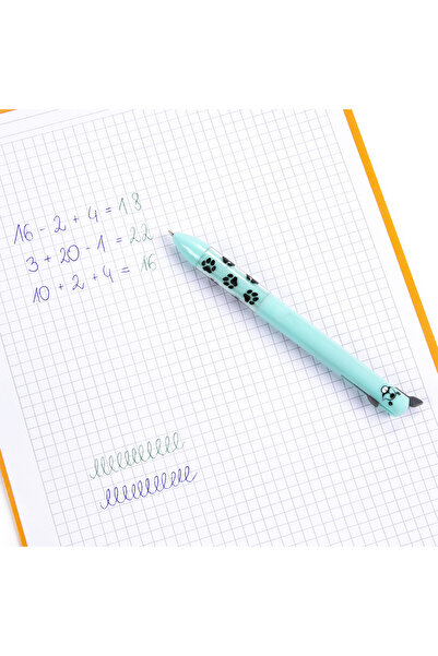 zola Set of 3 pens, 2 colours - green/blue, retractable, kitty cat designs