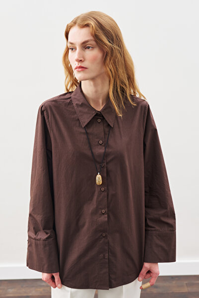 Manuka Classic Shirt with Wide Cuffs Bitter Brown