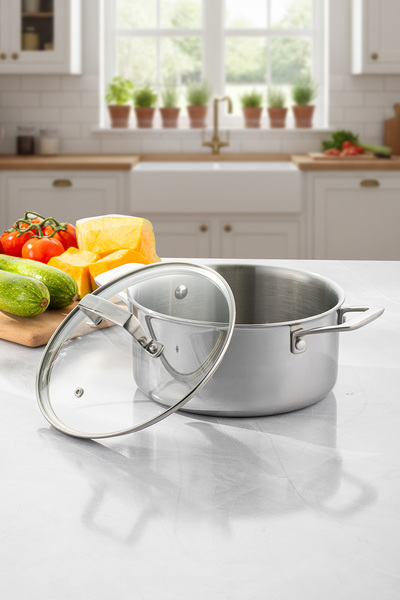 Emsan Pro Tri Ply Deep Pot Steel 20 cm