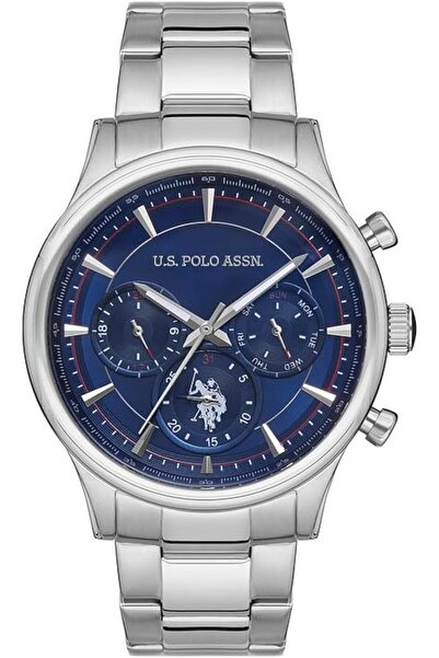U.S. Polo Assn. USPA Crossing Stainless Steel Mesh Bracelet Dark Blue Dial Qu...