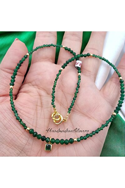 handmadewithlove Atena Necklace - Balance and Wisdom (green Emerald stone and gold-plated Silver)