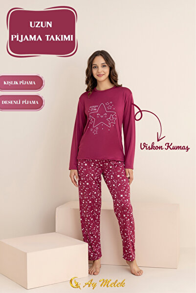 AYMELEK Women's Pajama Set Cotton Crew Neck Sleepwear