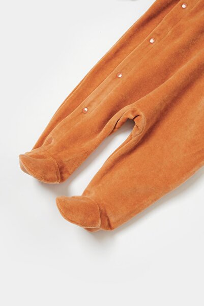 BabyCosy Baybcosy baby velvet footed romper 0-9 months - brick red