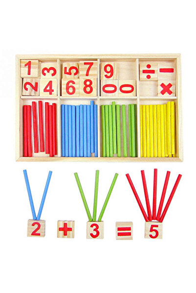 zola Joc educativ din lemn, Montessori, învață matematica cu bețe și numere, ...