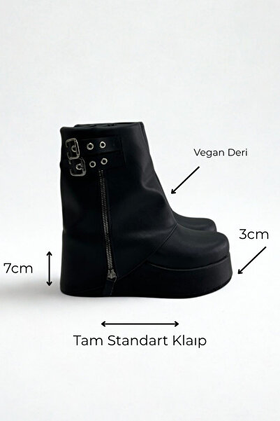 inizio Μαύρες Vegan Δερμάτινες Γυναικείες Μπότες με τακούνι V4246