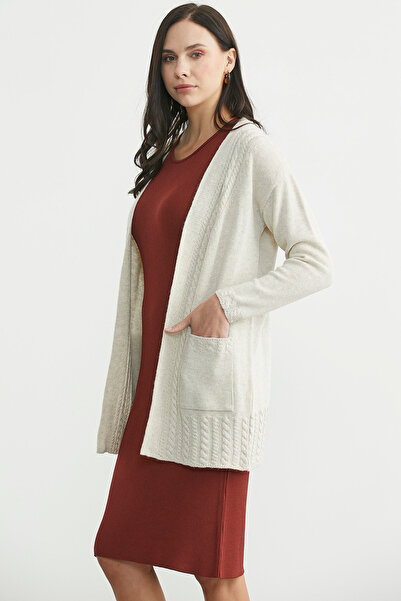 Sementa كارديجان تريكو طويل بمقاسات كبيرة مع جيوب - حجري
