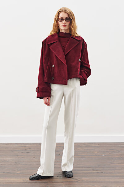 Manuka Suede Trench Coat Burgundy