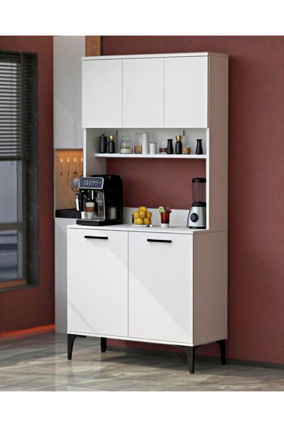 Moonlife Glass 5 Kapaklı Çok Amaçlı Üst Raflı Dolap