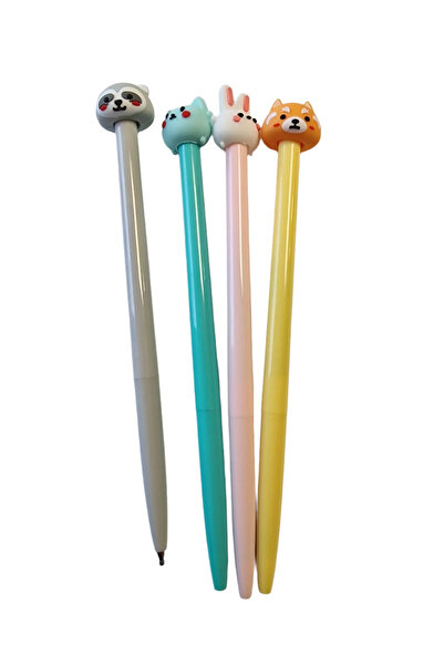 zola Set of 4 pens, funny animal designs, retractable