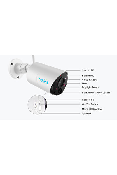 ReoLink Argus B320 surveillance camera with solar panel, WiFi, battery, detection, 3MP