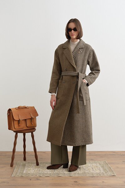 Nihan Kuşaklı Kruvaze Kaban Haki