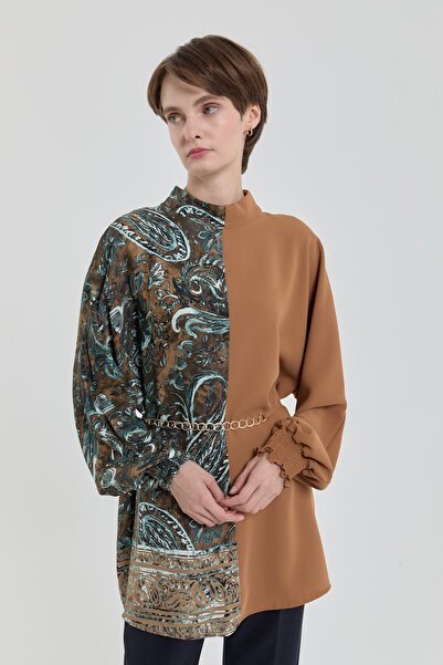 Nihan Desen Mixli Yarasa Kol Tunik Taba