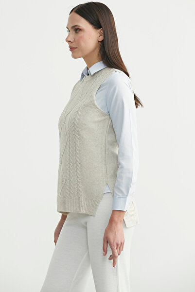 Sementa Ethnic Motif Sleeveless Knit Sweater - Stone